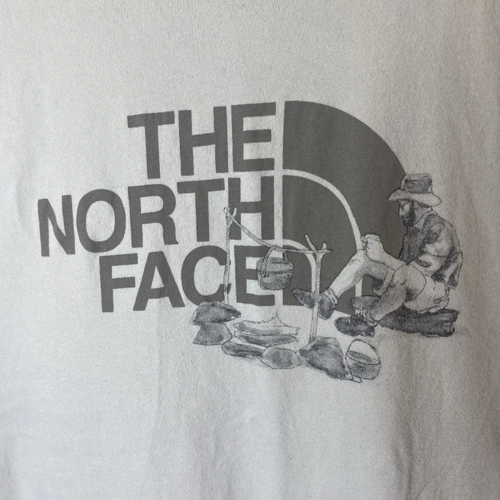 The North Face Shirt Mens Small Tan Camping Camper Short Sleeve Crew Neck Cotton